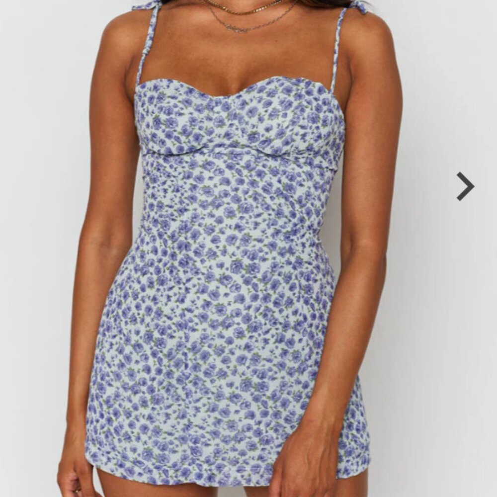 Beginning Boutique Blue Floral Mini Dress